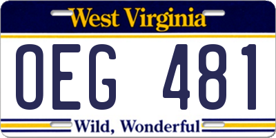 WV license plate OEG481