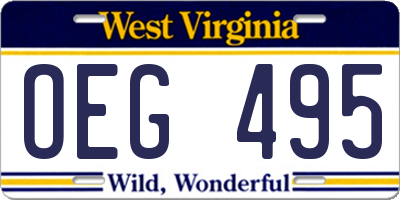WV license plate OEG495