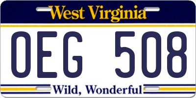 WV license plate OEG508