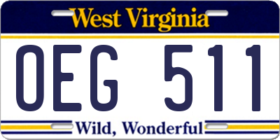 WV license plate OEG511
