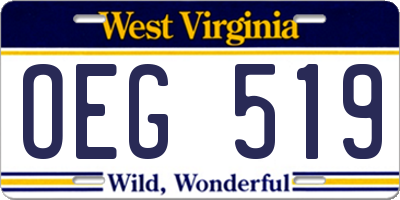 WV license plate OEG519