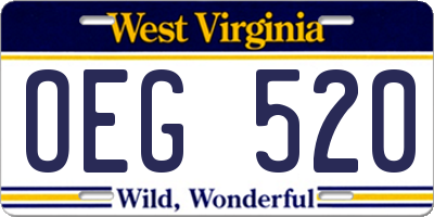 WV license plate OEG520