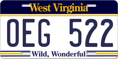 WV license plate OEG522