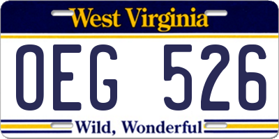 WV license plate OEG526