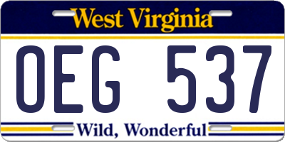 WV license plate OEG537