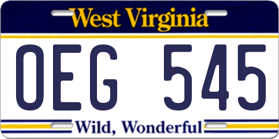 WV license plate OEG545