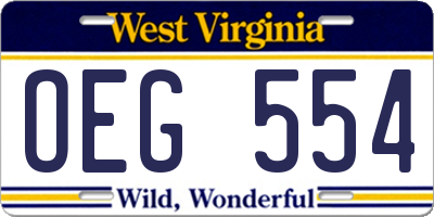 WV license plate OEG554