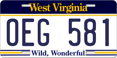 WV license plate OEG581