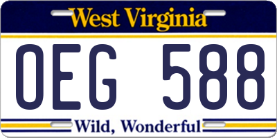 WV license plate OEG588