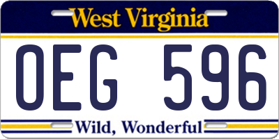 WV license plate OEG596