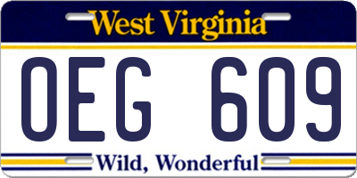 WV license plate OEG609