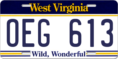WV license plate OEG613
