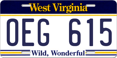 WV license plate OEG615