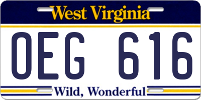 WV license plate OEG616
