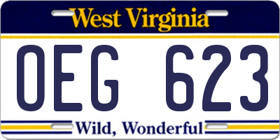 WV license plate OEG623