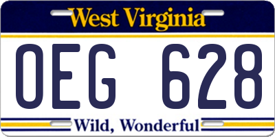 WV license plate OEG628