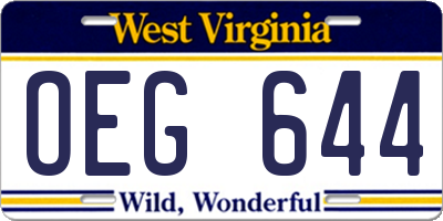 WV license plate OEG644
