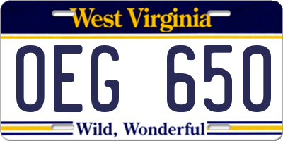 WV license plate OEG650