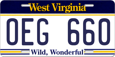 WV license plate OEG660