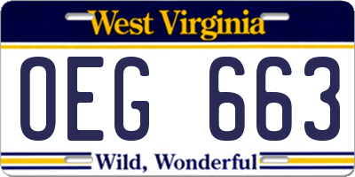WV license plate OEG663