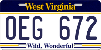 WV license plate OEG672