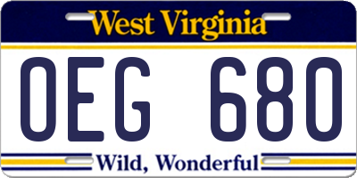 WV license plate OEG680