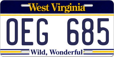 WV license plate OEG685