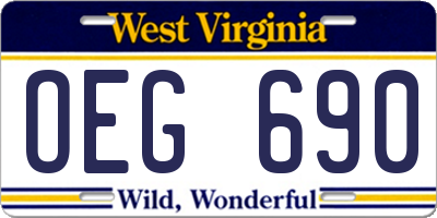 WV license plate OEG690