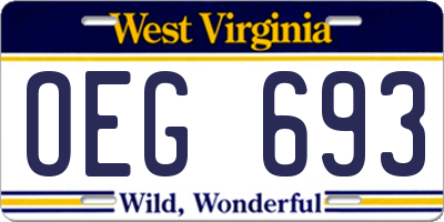 WV license plate OEG693