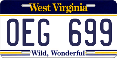 WV license plate OEG699