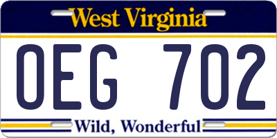 WV license plate OEG702