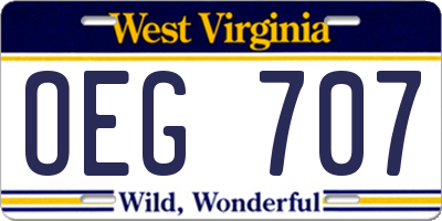 WV license plate OEG707