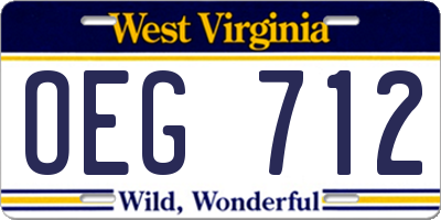 WV license plate OEG712