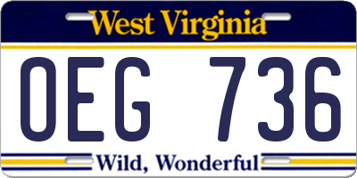 WV license plate OEG736