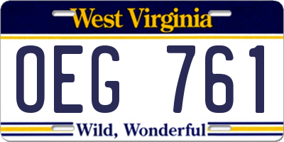 WV license plate OEG761