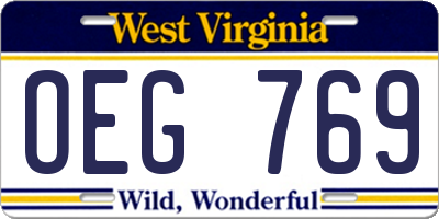 WV license plate OEG769