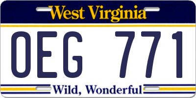 WV license plate OEG771