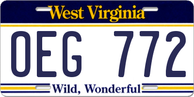 WV license plate OEG772