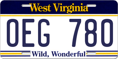 WV license plate OEG780