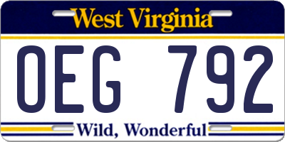 WV license plate OEG792