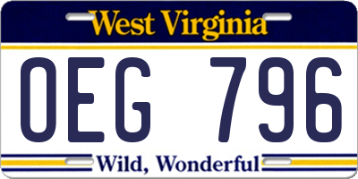 WV license plate OEG796