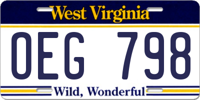 WV license plate OEG798