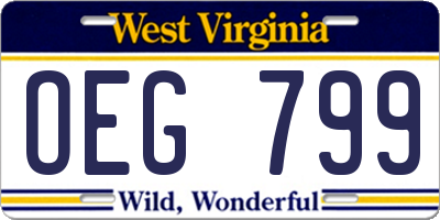 WV license plate OEG799
