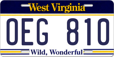 WV license plate OEG810