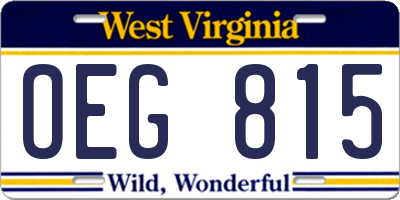 WV license plate OEG815