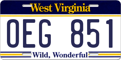 WV license plate OEG851