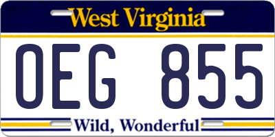 WV license plate OEG855