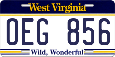 WV license plate OEG856