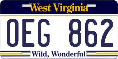 WV license plate OEG862