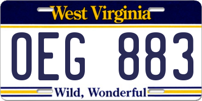 WV license plate OEG883